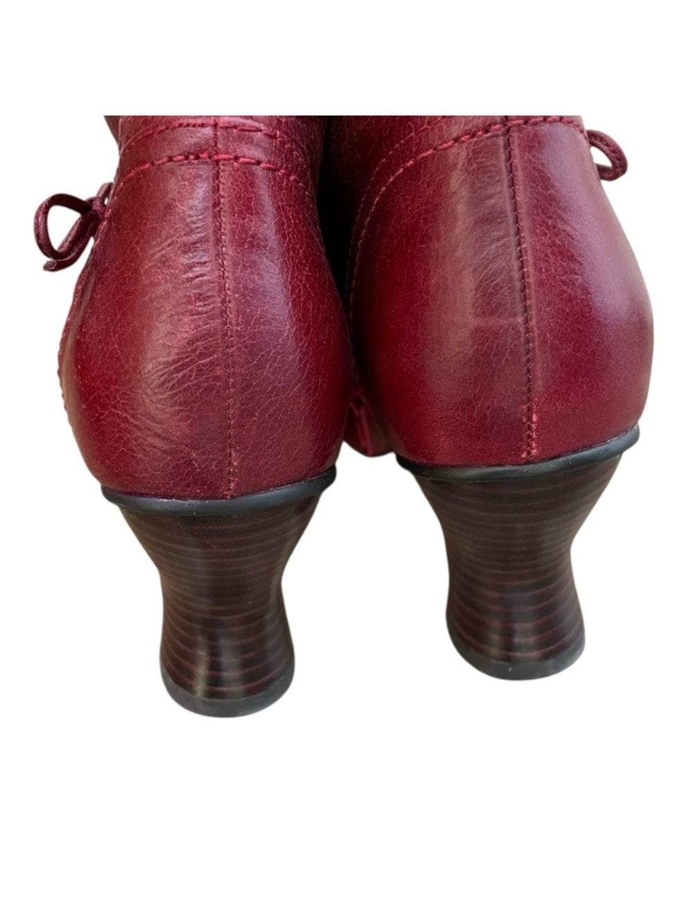 Miz Mooz Cranberry Red Ankle Boots Heel 9 - Picture 13 of 15